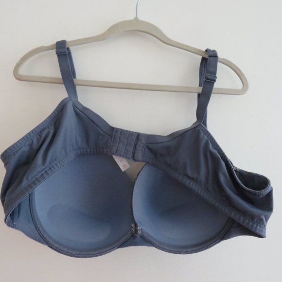 CACIQUE Smooth Boost Plunge Bra with Lace in Grisaille Blue - Plus Size 46B - Picture 8 of 13